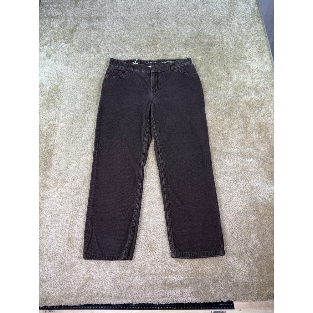 Lands End 100% Cotton Pants Boys Sz 16H Brown Classic Straight Leg Corduroy B820